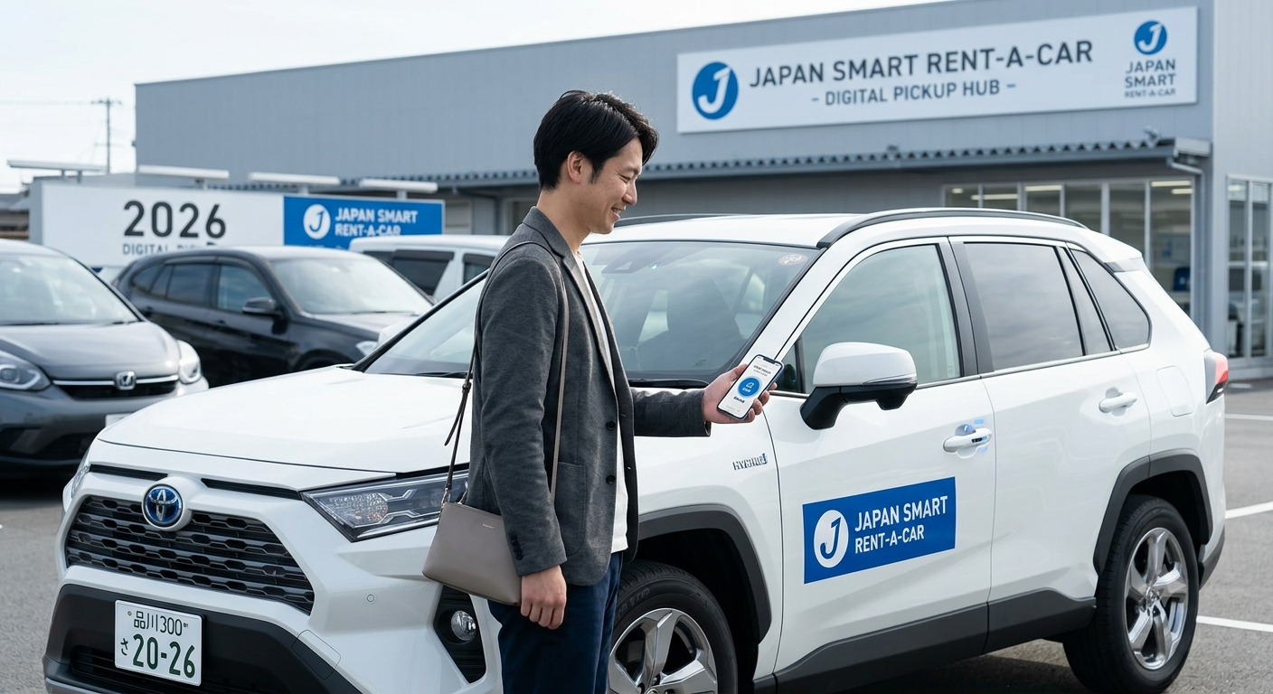 2026日本租車數位化趨勢：使用手機App虛擬鑰匙領取車輛