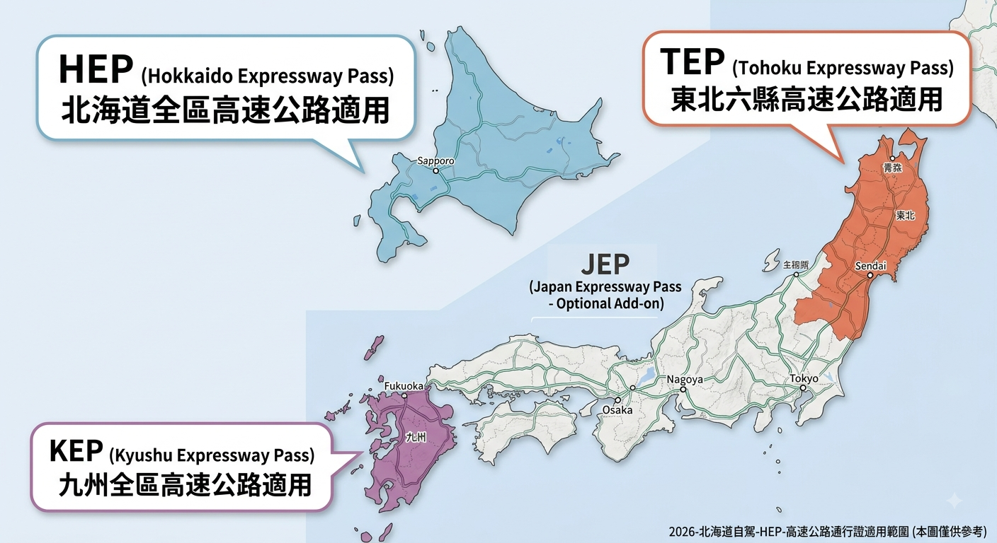 2026日本高速公路通行證適用範圍地圖